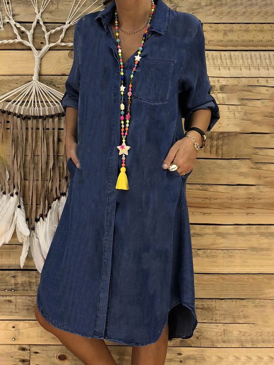 Ladies' Lapel Loose Casual Dress