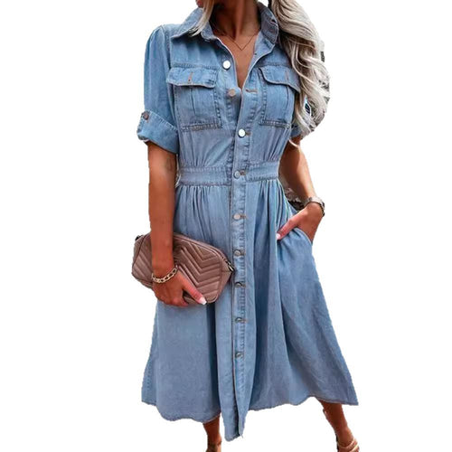 Ladies' Lapel Buckle Casual Temperament Dress