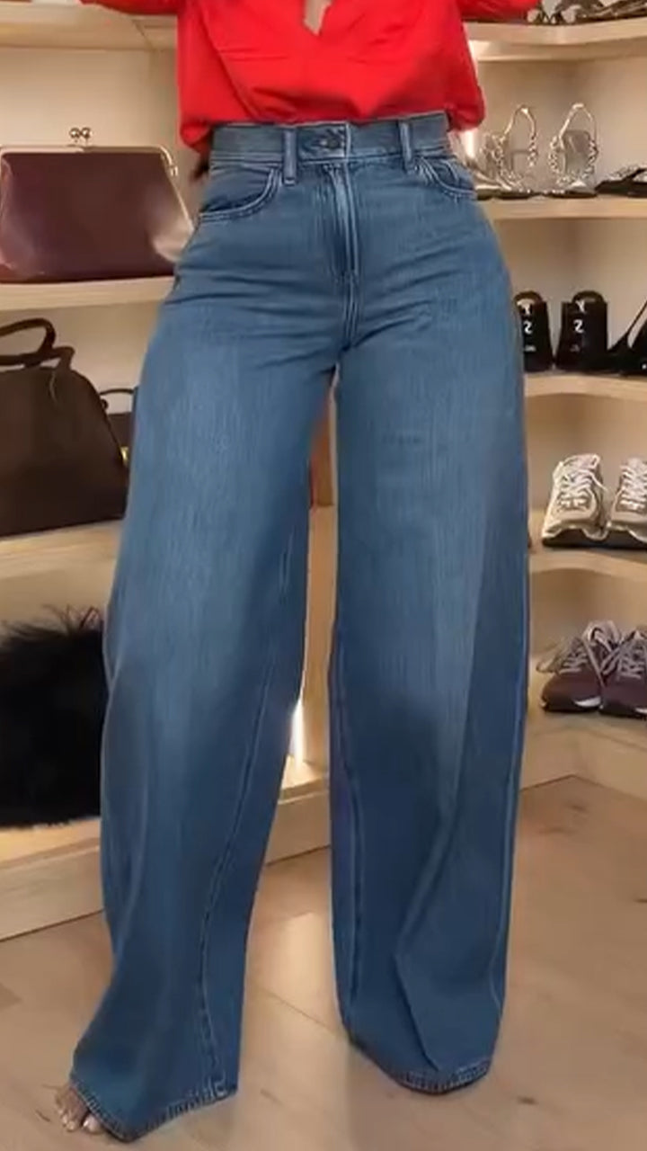Women Collar Top+ Jeans Style Casual Suit