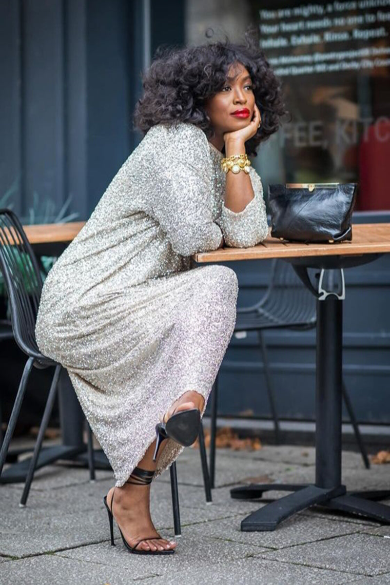Women's Fashion Sparkling Sequin Loose Maxi Dress