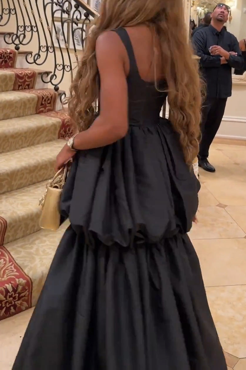 Women's Elegant Balloon Hem Tiered Maxi Dress
