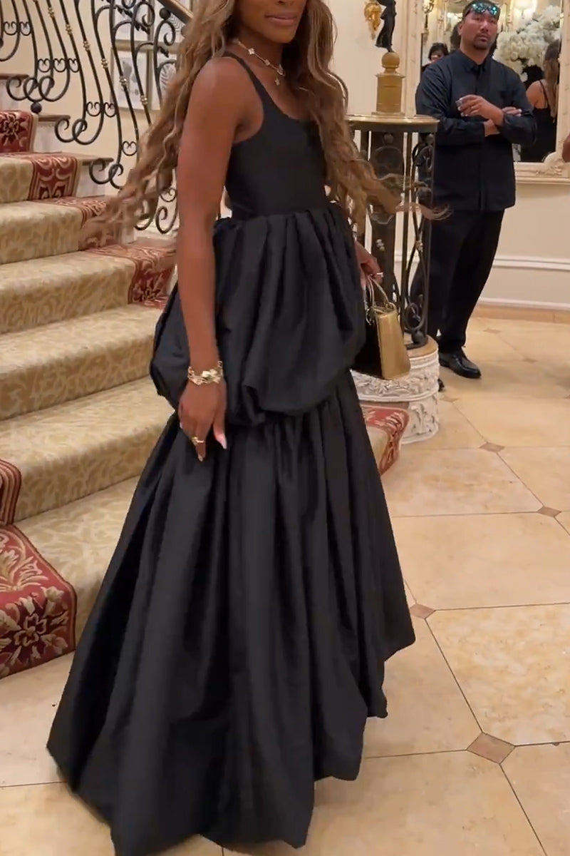 Women's Elegant Balloon Hem Tiered Maxi Dress
