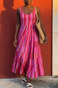 Women U-neck Colorful Elegant Casual Maxi Dresses