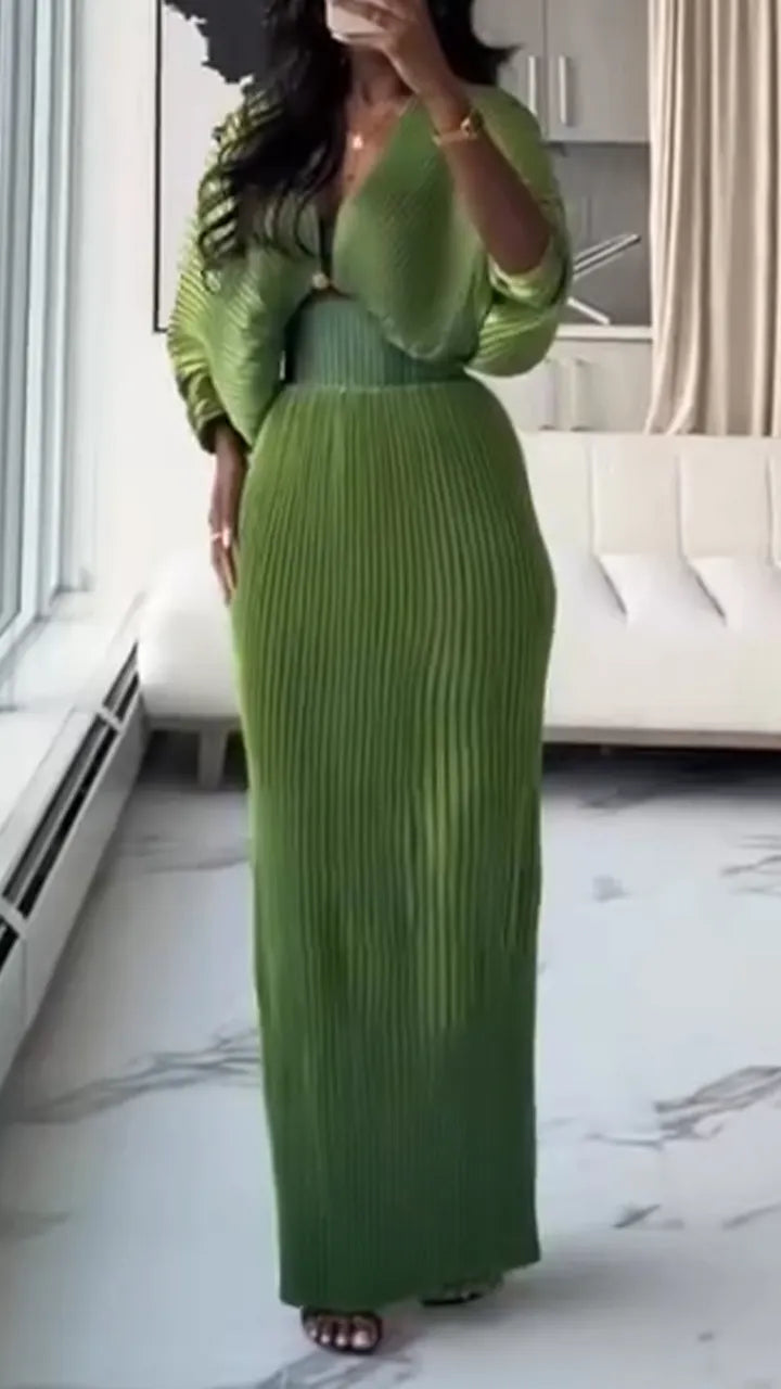 Womens Deep V-neck Waist Cinching Splicing and Elegant Temperament Dress