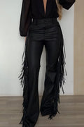 Women's Trendy Side Drape Leather Pants