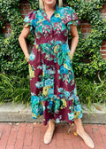 Oxblood Verdant Floral Alice Dress