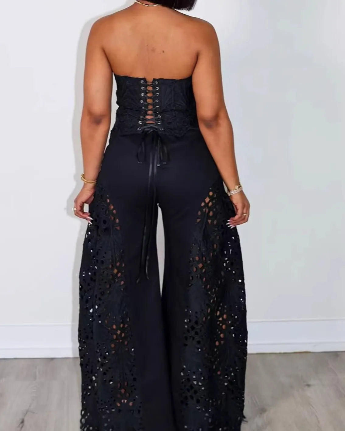 Fashion Lace Tube Top & Trousers Suit