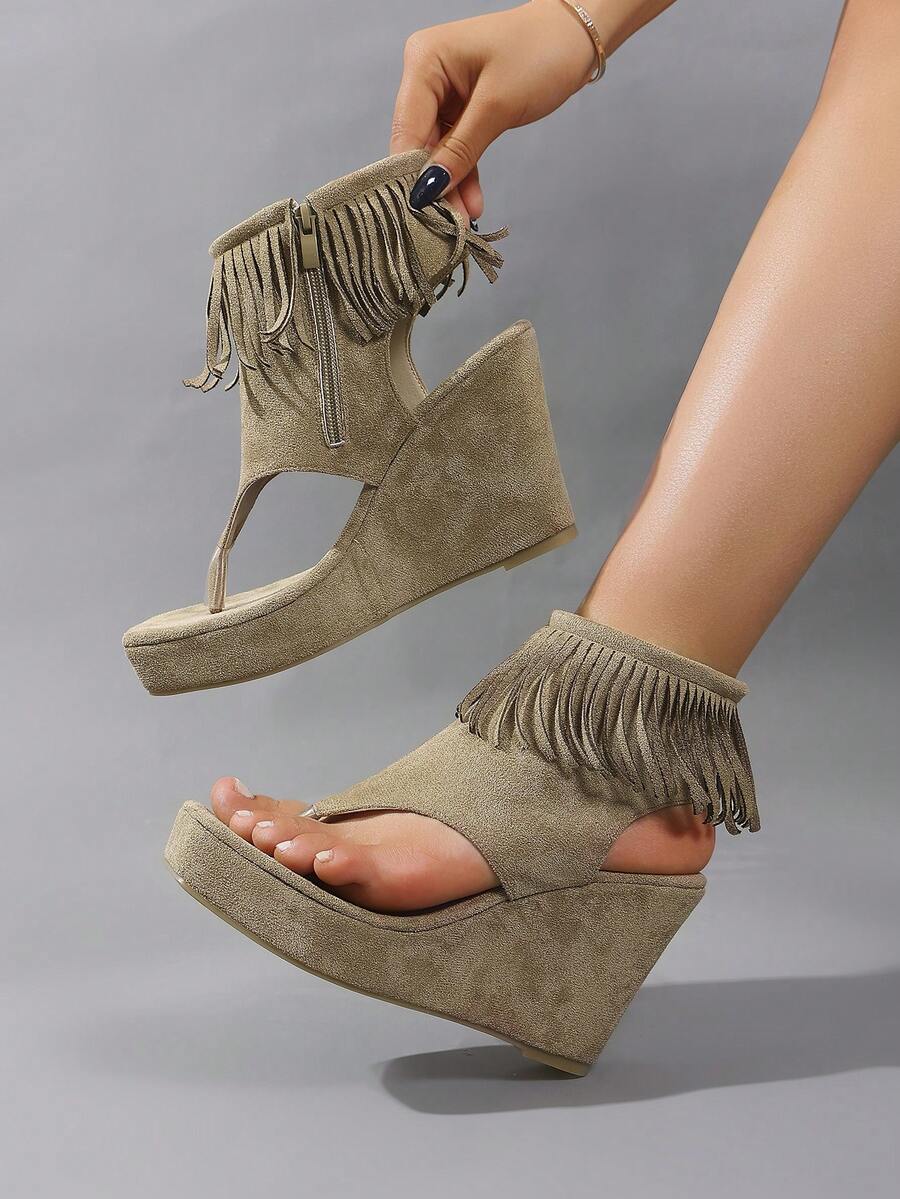 Trendy Women's Thick Sole High-Top Open Toe Sandals - Versatile Motorcycle Boots