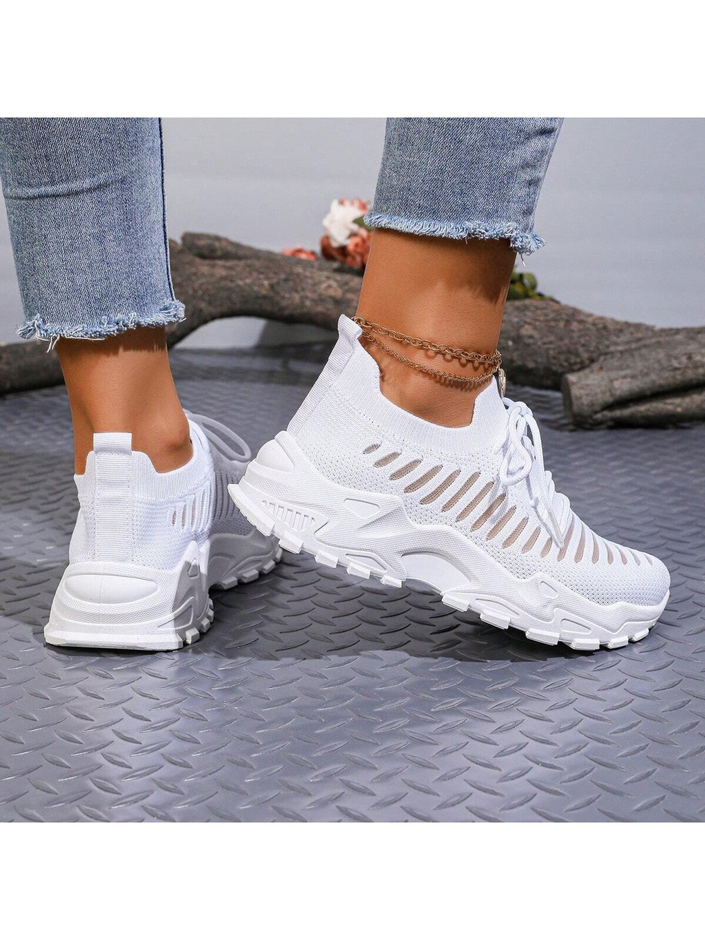 Stylish Women’s Mesh Breathable Casual Sneakers with Thick Sole - Plus Size for Spring & Summer