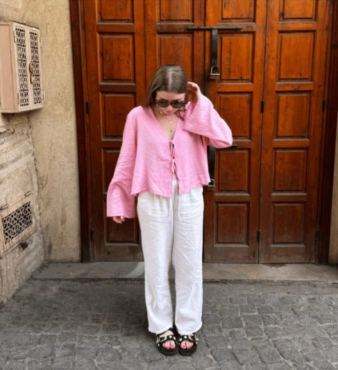 Bell Sleeve Tie Top