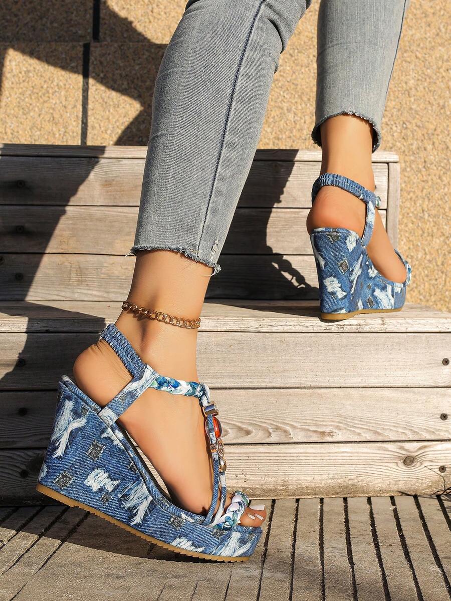 Trendy Women's Thick Sole High-Top Open Toe Sandals - Versatile Motorcycle Boots