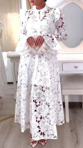 Ladies Half Turtleneck Hollow Lace Dress