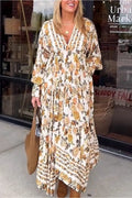 V Neck Floral Midi Dress