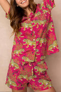 Animal Print Women's Home Short Sleeve Shorts Set