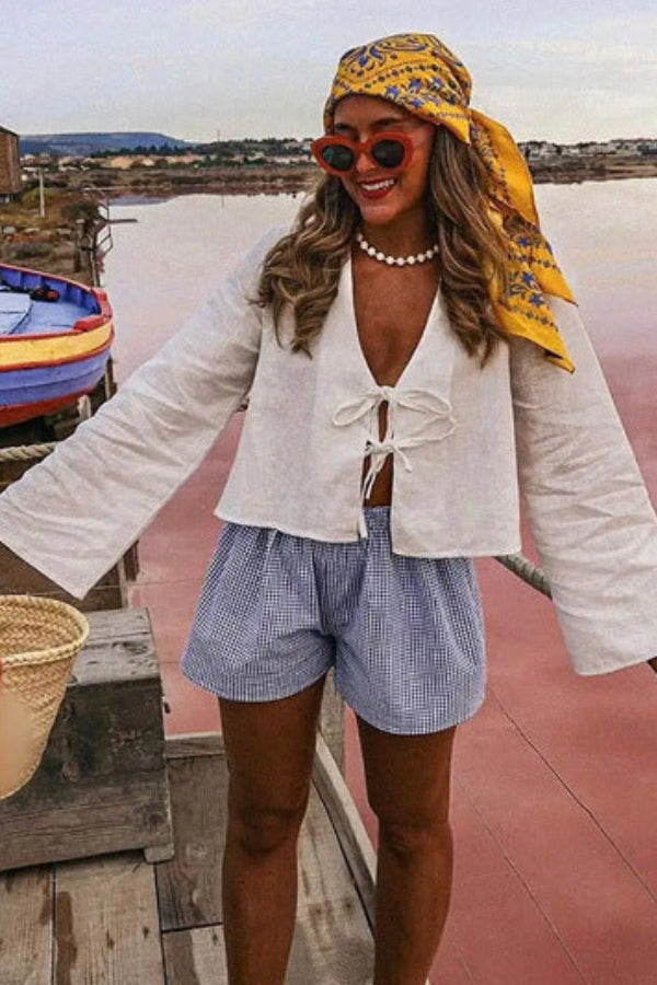 Bell Sleeve Tie Top