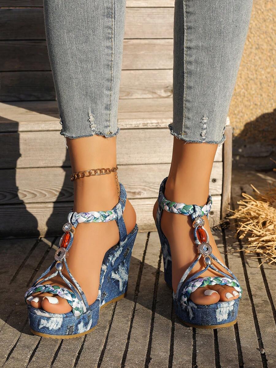 Trendy Women's Thick Sole High-Top Open Toe Sandals - Versatile Motorcycle Boots