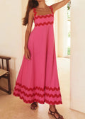 Lace Stitching Wave Suspender Maxi Dress