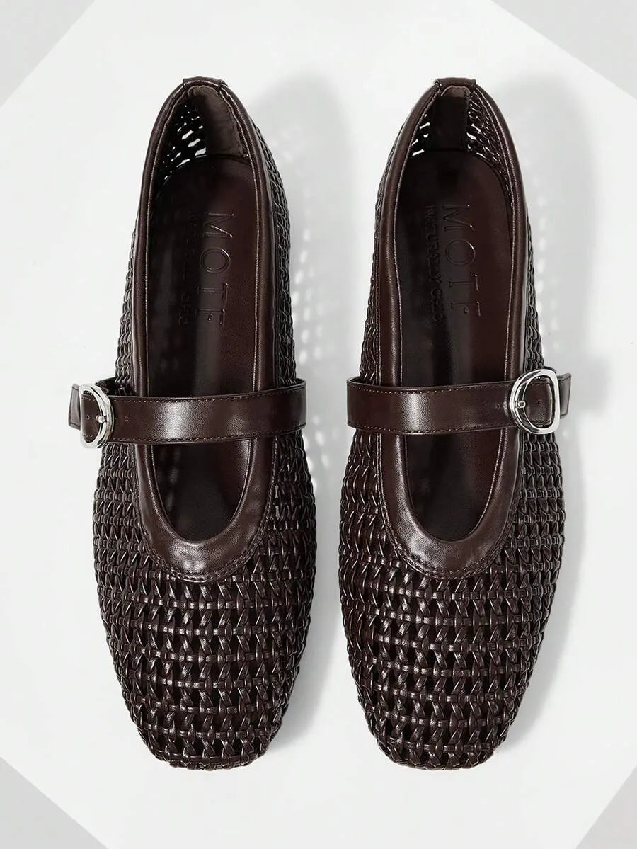Stylish and Comfortable Premium Hollow Woven Mary Jane Flats for Spring and Summer Fashion