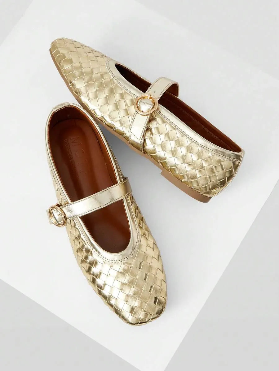 Stylish and Comfortable Premium Hollow Woven Mary Jane Flats for Spring and Summer Fashion